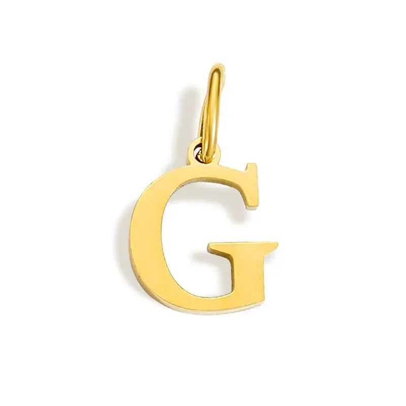 Gold Initial Letter Charm Pendant – Stainless Steel A-Z Personalized Necklace Gift