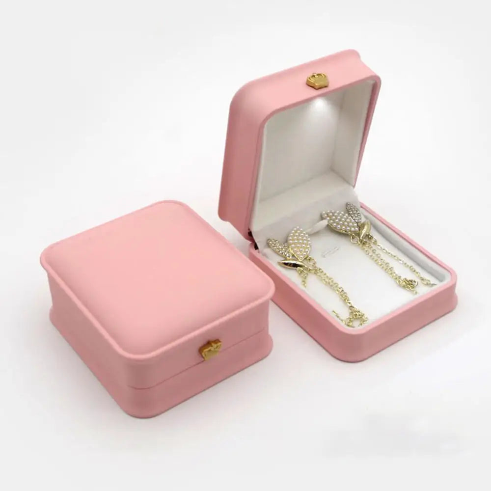 LED Luxury Velvet Jewelry Ring Box – Proposal Engagement Wedding Gift Display