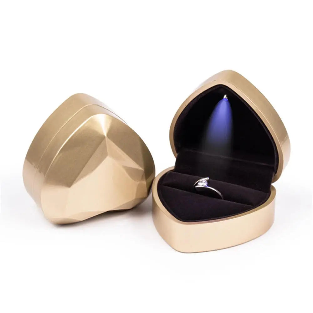 LED Luxury Velvet Jewelry Ring Box – Proposal Engagement Wedding Gift Display