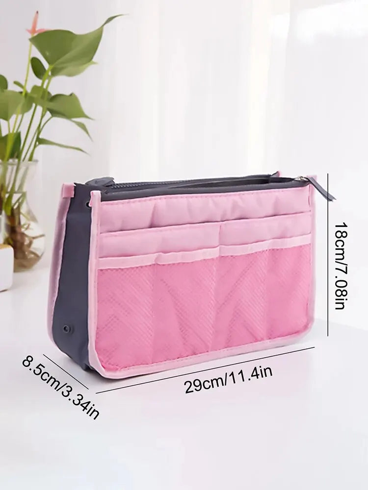 Large Double Zipper Travel Makeup Bag – Multi-Pocket Cosmetic Toiletry Organizer