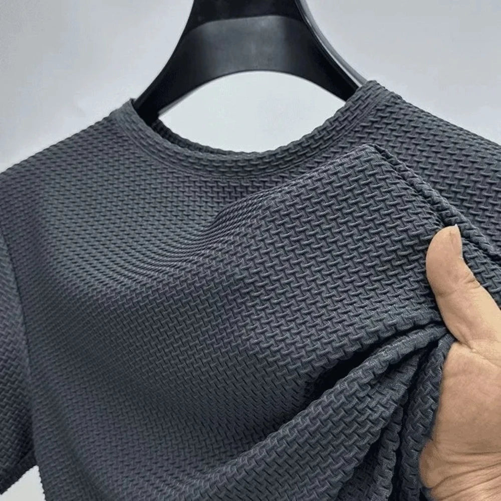 Men's Ice Silk Bamboo Mesh T-Shirt – Slim Fit Breathable Summer Streetwear Tee