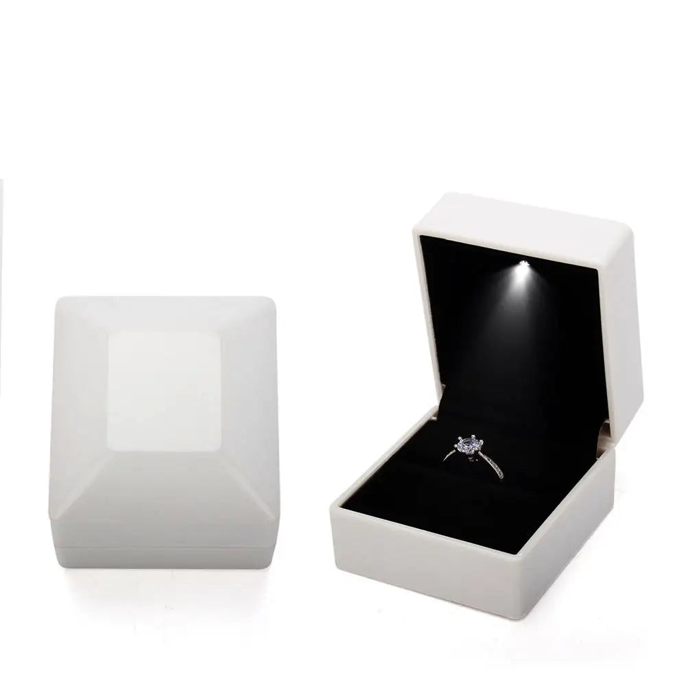 LED Luxury Velvet Jewelry Ring Box – Proposal Engagement Wedding Gift Display