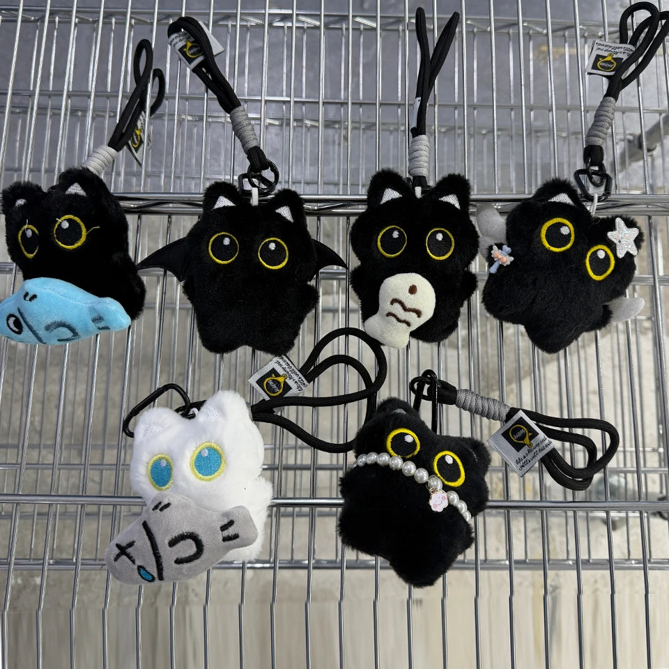 Cute Plush Black Cat Doll Keychain – Kawaii Bag Charm Pendant Gift