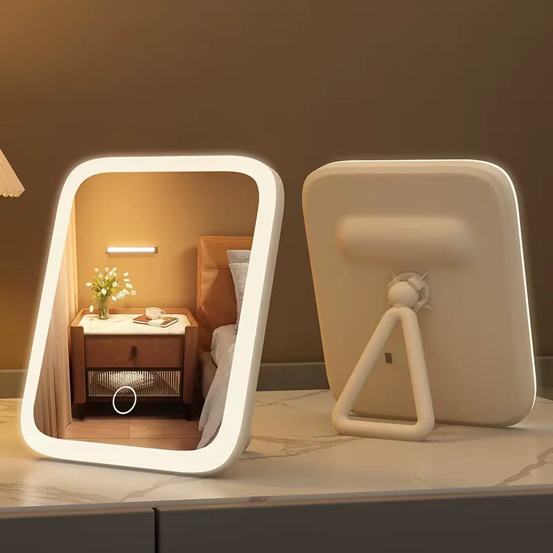 LED Lighted Vanity Makeup Mirror – Smart Desktop Dressing Table Illuminated Mirror