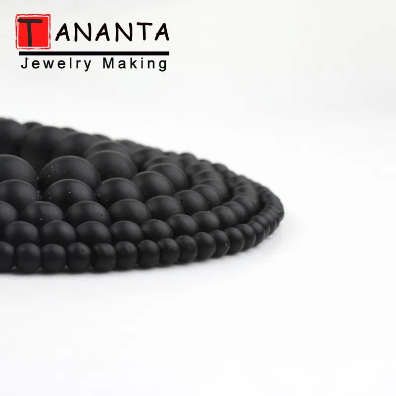 Natural Black Onyx Matte Round Beads – DIY Jewelry Making Bracelet Necklace 4-12mm