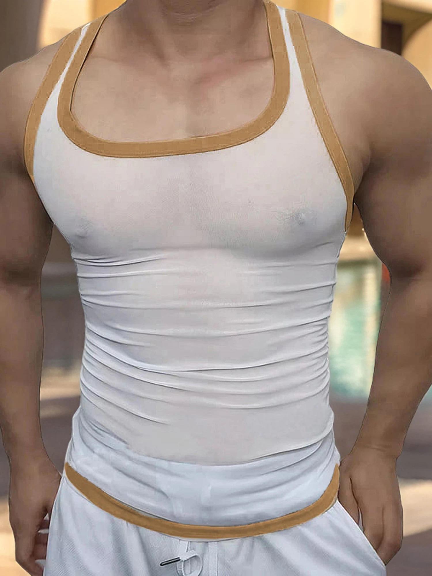 Men's Sleeveless Mesh Gym Tank Top – Breathable Bodybuilding Athletic Vest