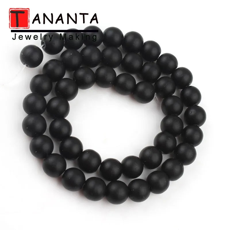 Natural Black Onyx Matte Round Beads – DIY Jewelry Making Bracelet Necklace 4-12mm