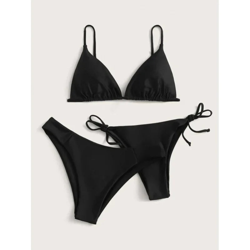 Women’s 3-Piece Push Up Bandage Bikini Set – Triangle Swimsuit Beachwear