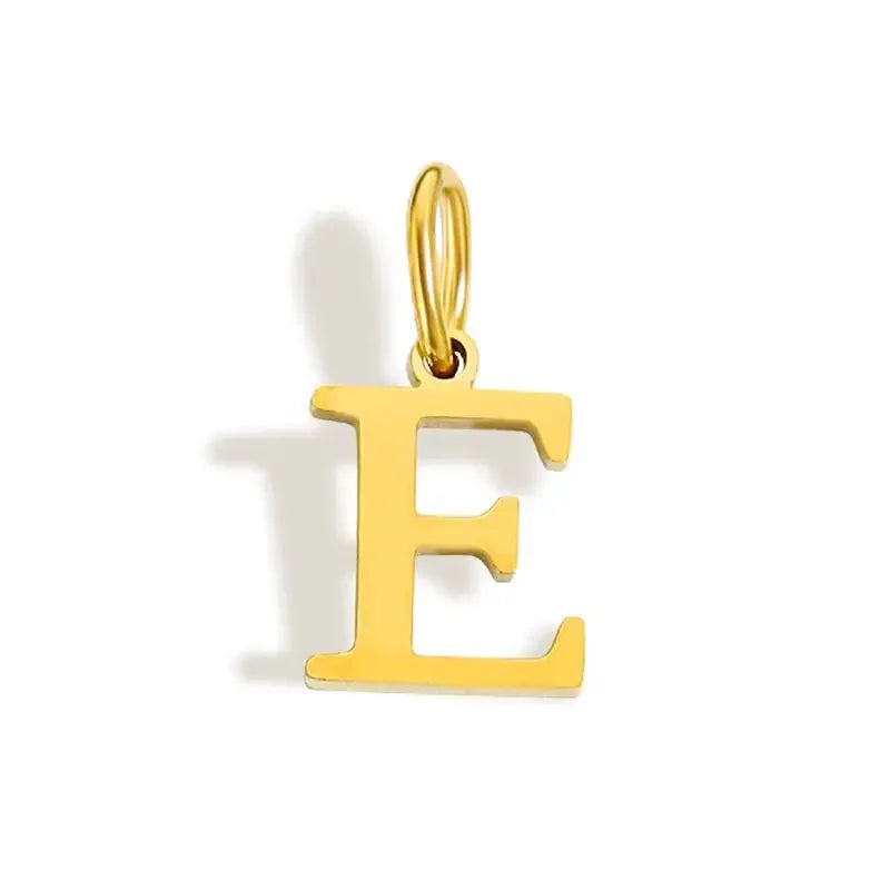Gold Initial Letter Charm Pendant – Stainless Steel A-Z Personalized Necklace Gift