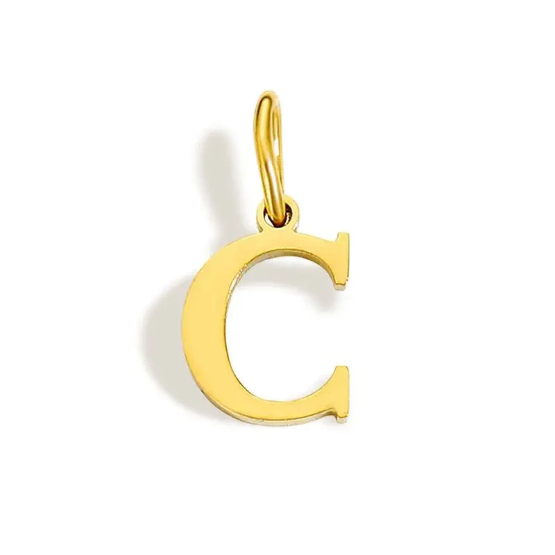 Gold Initial Letter Charm Pendant – Stainless Steel A-Z Personalized Necklace Gift