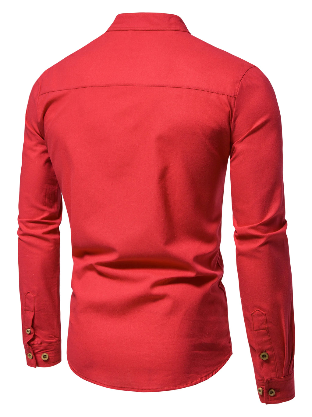 Men's Pure Cotton Slim Fit Stand Collar Shirt – Elegant Long Sleeve Spring Top