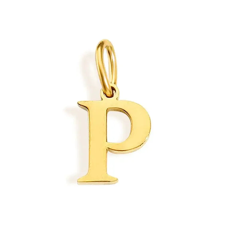 Gold Initial Letter Charm Pendant – Stainless Steel A-Z Personalized Necklace Gift