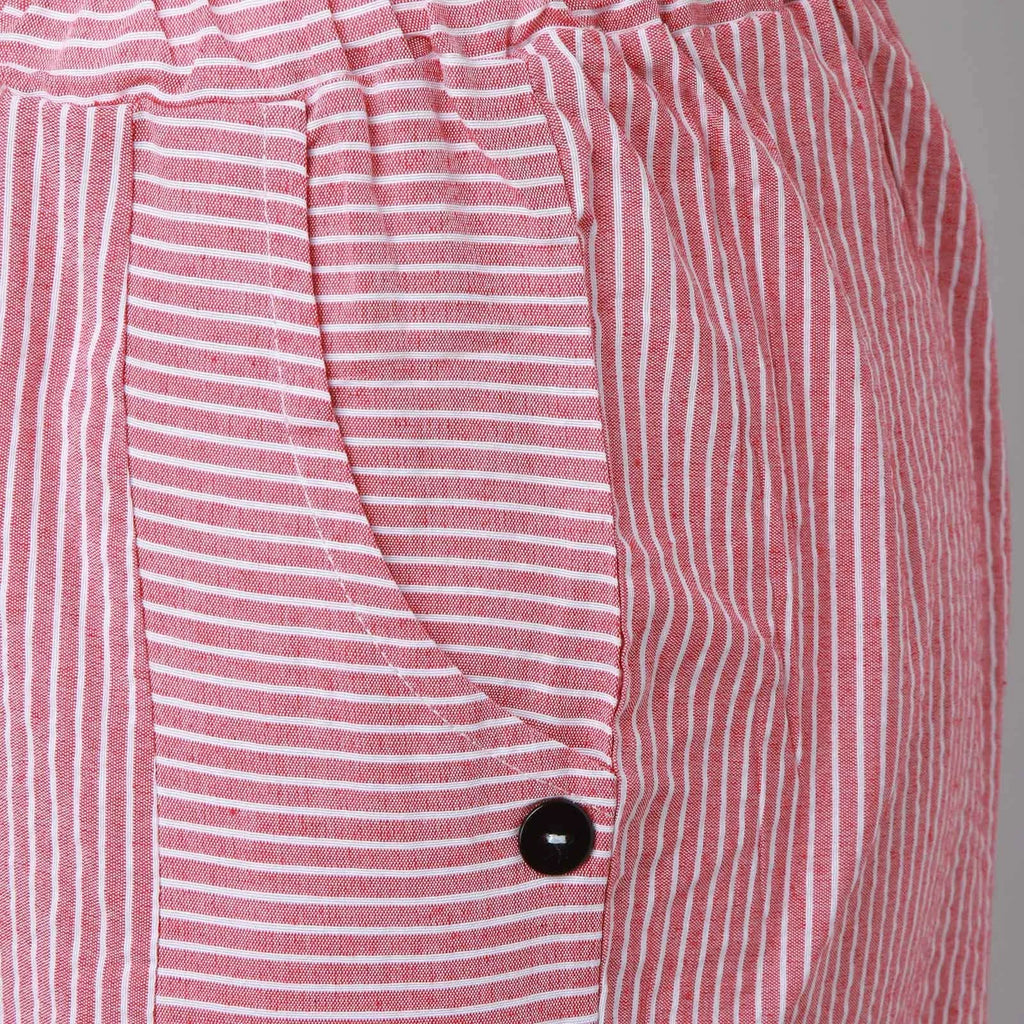 Women's Linen Wide Leg Pants – Striped High Waist Button Casual Yoga Trousers