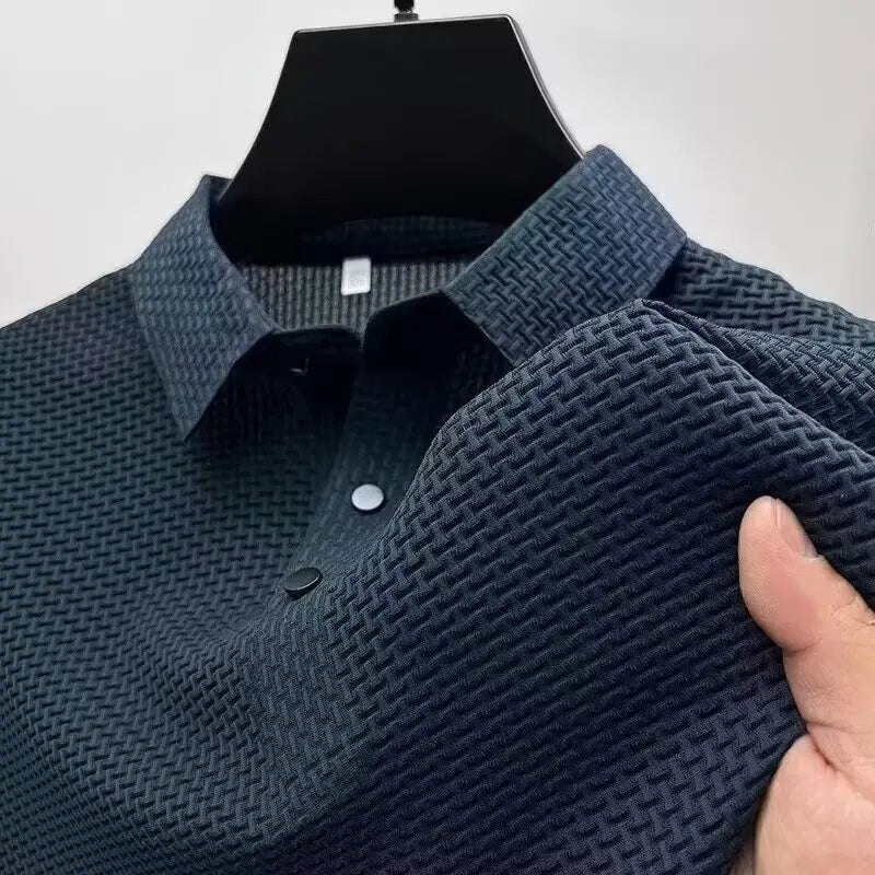Men's Bone Print Polo Shirt – Breathable Casual Short Sleeve Summer Top