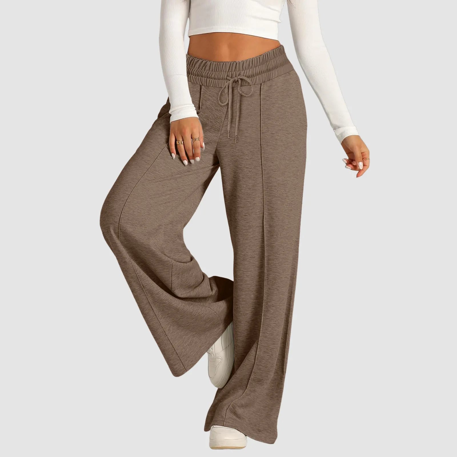 Women’s Casual Wide Leg Tie Jogger Pants – Loose Palazzo Spaghetti Strap Sweatpants