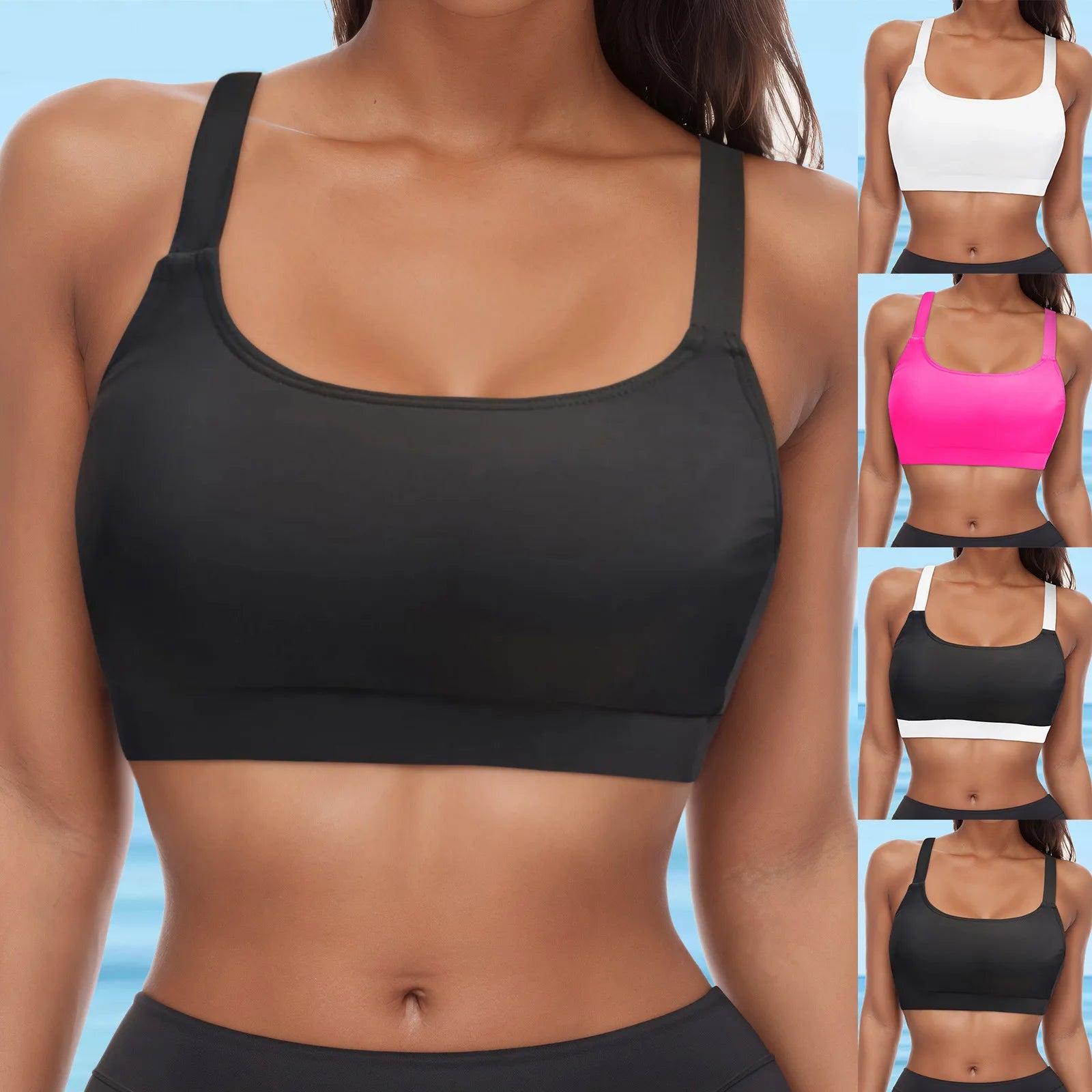 Women's Underwire Push-Up Bikini Top – Solid Color Full Coverage Swim Bra
