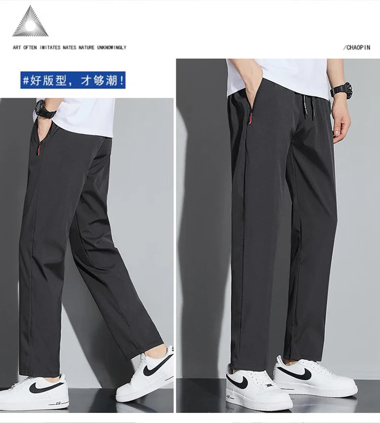 Men’s Slim Fit Stretch Jogger Pants – Elastic Waist Business Casual Korean Style