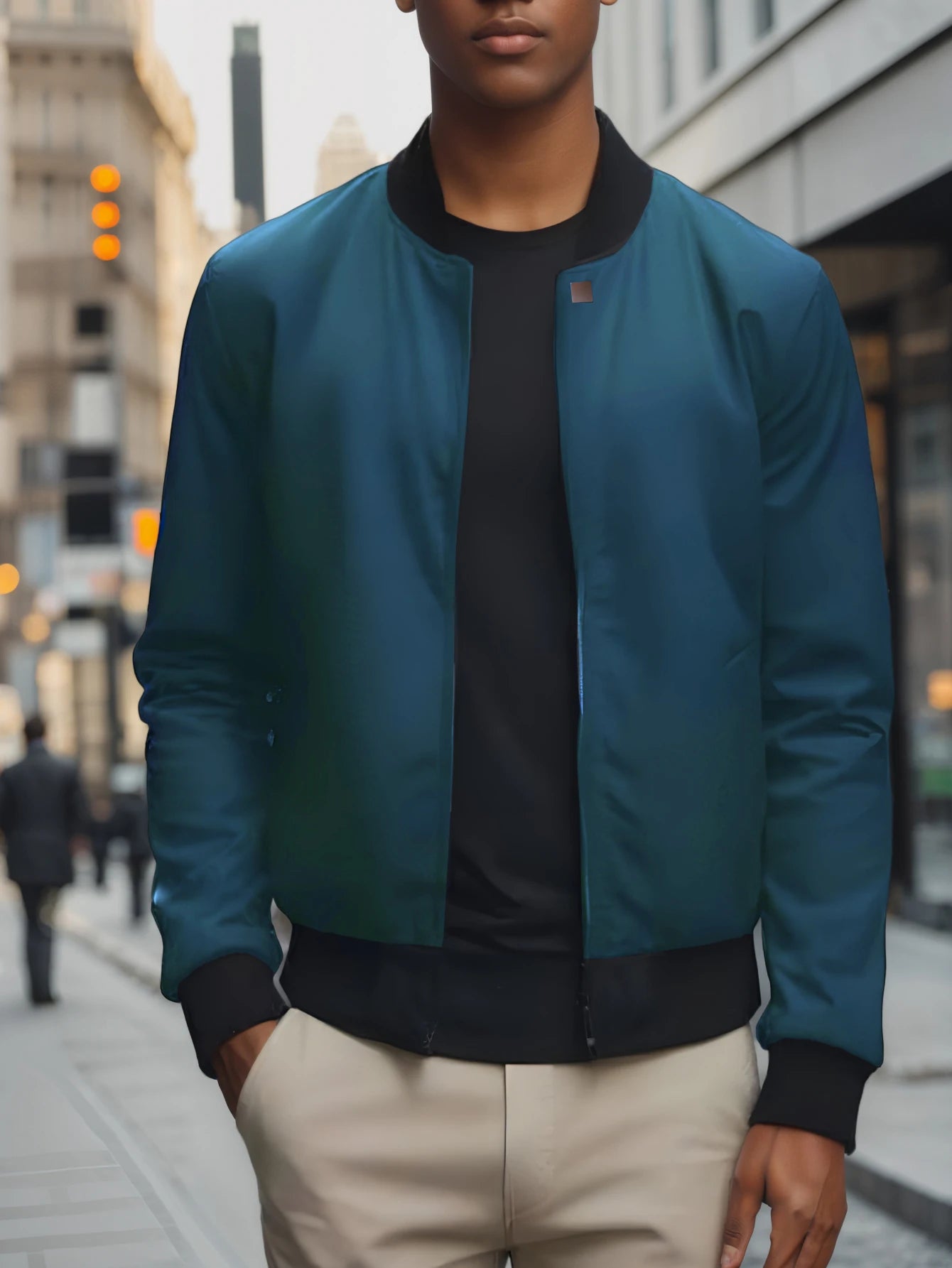 Men's Baseball Collar Casual Jacket – Short Loose Solid Color Thin Coat