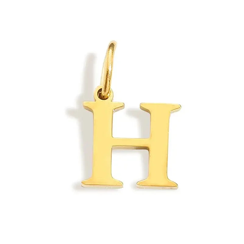 Gold Initial Letter Charm Pendant – Stainless Steel A-Z Personalized Necklace Gift