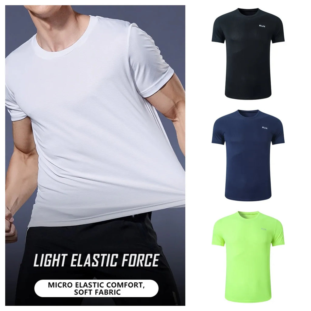 Men's Ice Silk Quick-Dry T-Shirt – High Elastic Breathable Gym & Casual Top