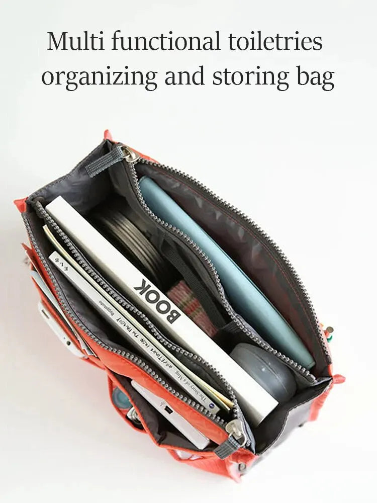 Large Double Zipper Travel Makeup Bag – Multi-Pocket Cosmetic Toiletry Organizer