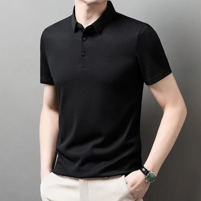 Men's Bone Print Polo Shirt – Breathable Casual Short Sleeve Summer Top