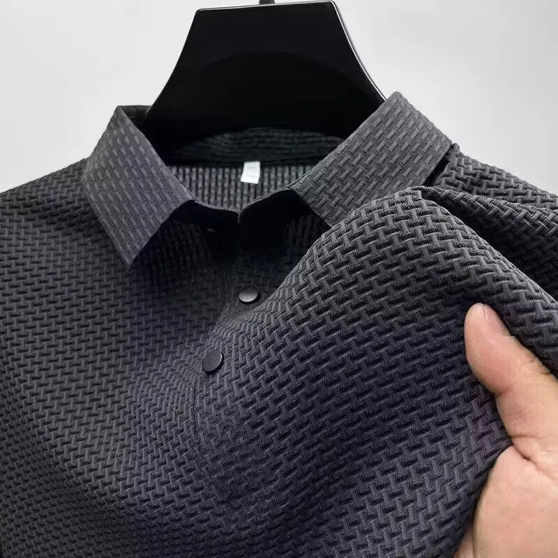 Men's Bone Print Polo Shirt – Breathable Casual Short Sleeve Summer Top