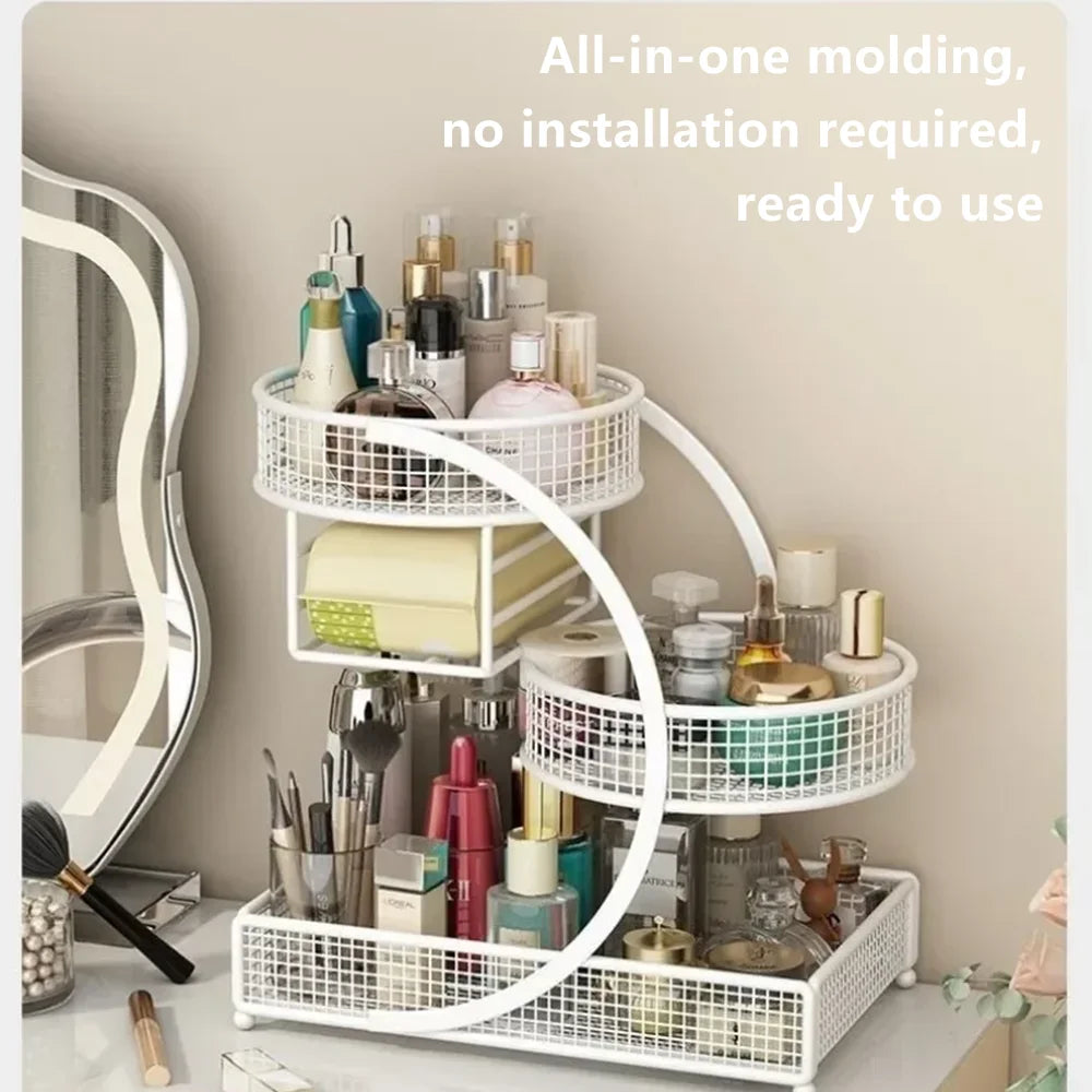 Metal Makeup Storage Rack – Multi-Layer Skincare Organizer No Installation