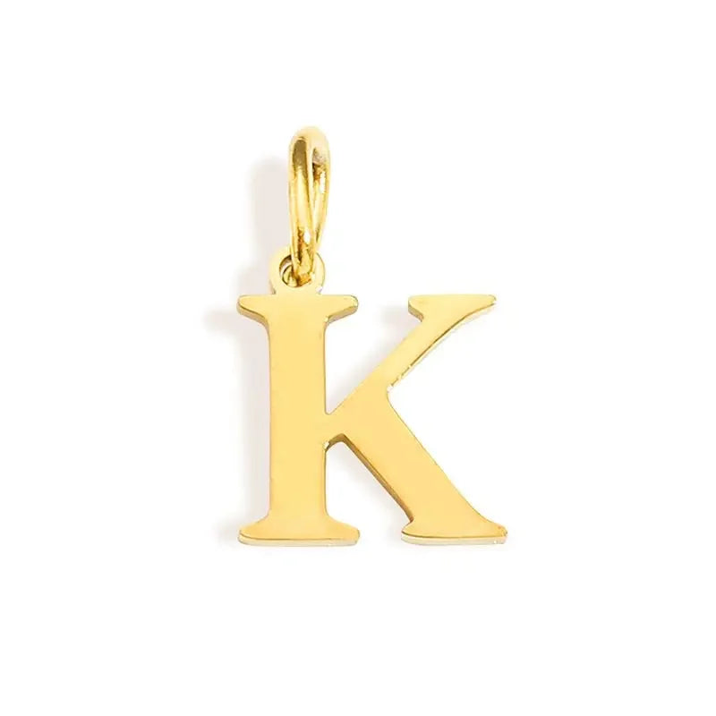 Gold Initial Letter Charm Pendant – Stainless Steel A-Z Personalized Necklace Gift