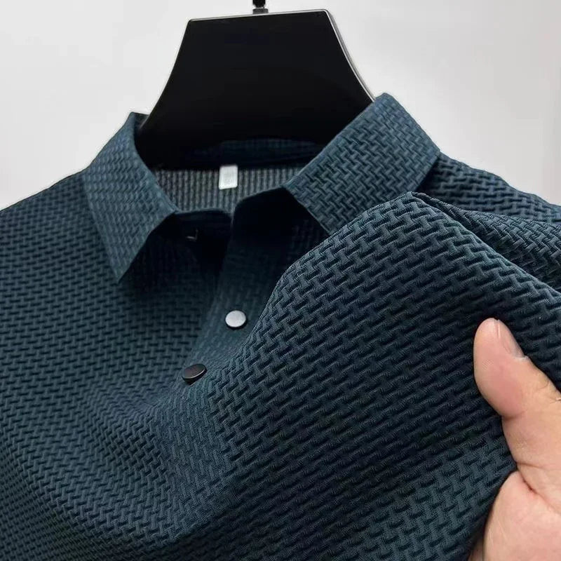 Men's Bone Print Polo Shirt – Breathable Casual Short Sleeve Summer Top