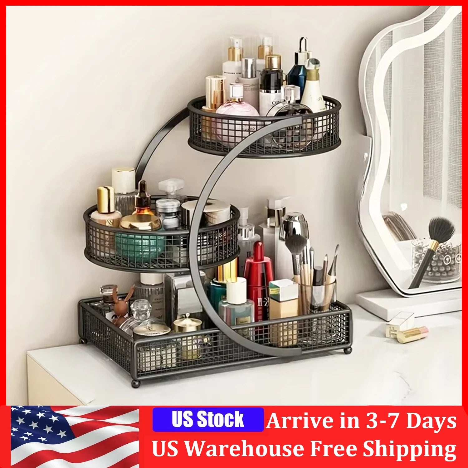 Metal Makeup Storage Rack – Multi-Layer Skincare Organizer No Installation
