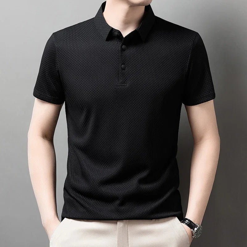 Men's Bone Print Polo Shirt – Breathable Casual Short Sleeve Summer Top