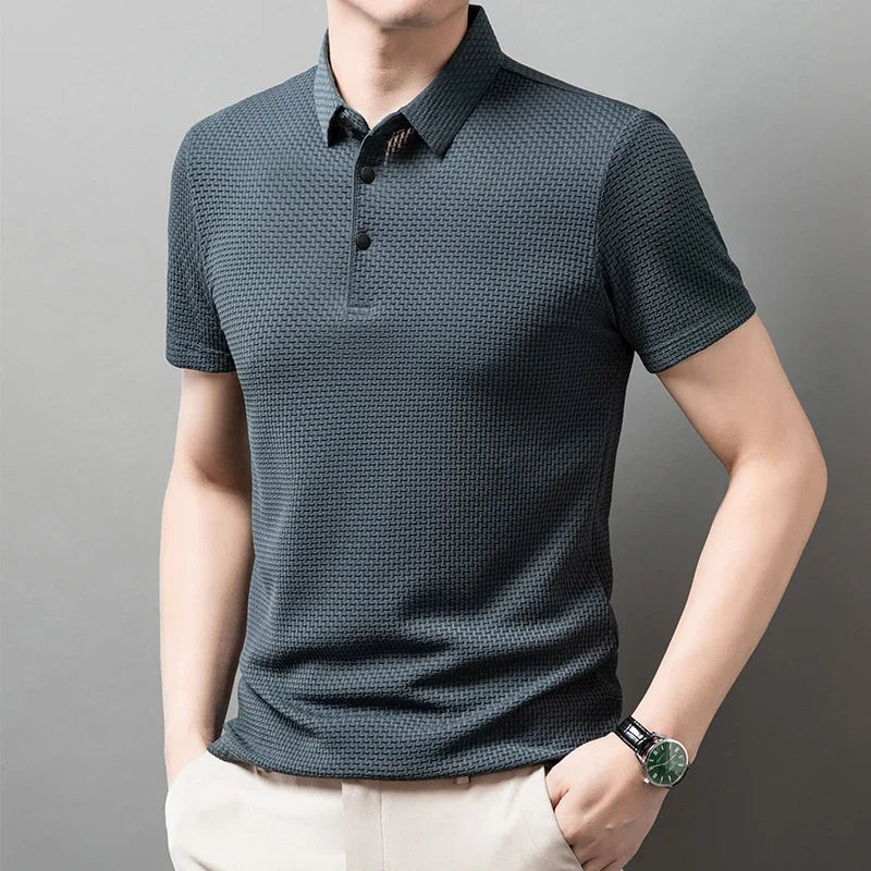 Men's Bone Print Polo Shirt – Breathable Casual Short Sleeve Summer Top