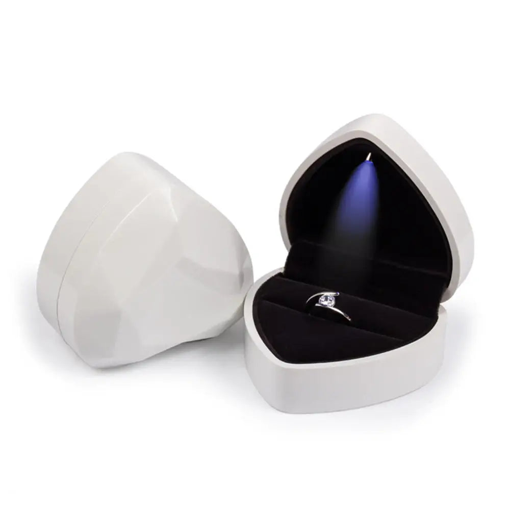 LED Luxury Velvet Jewelry Ring Box – Proposal Engagement Wedding Gift Display