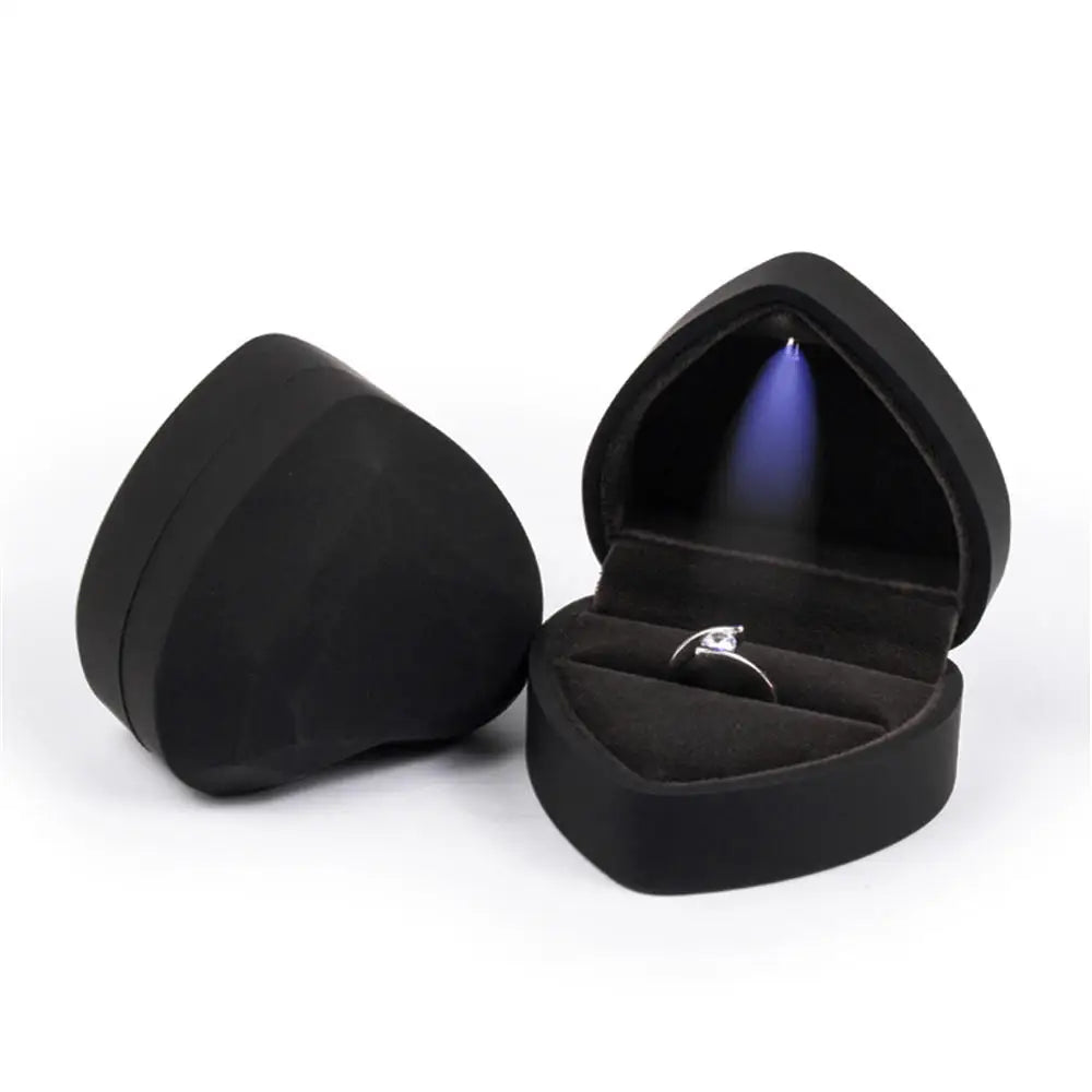 LED Luxury Velvet Jewelry Ring Box – Proposal Engagement Wedding Gift Display
