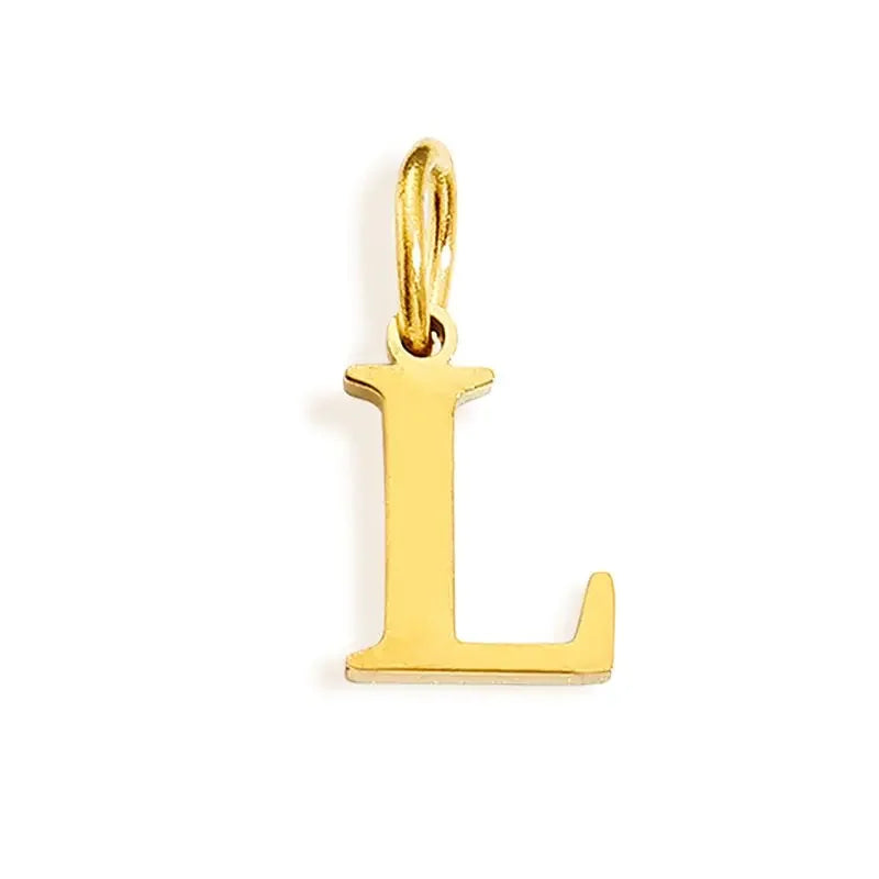 Gold Initial Letter Charm Pendant – Stainless Steel A-Z Personalized Necklace Gift