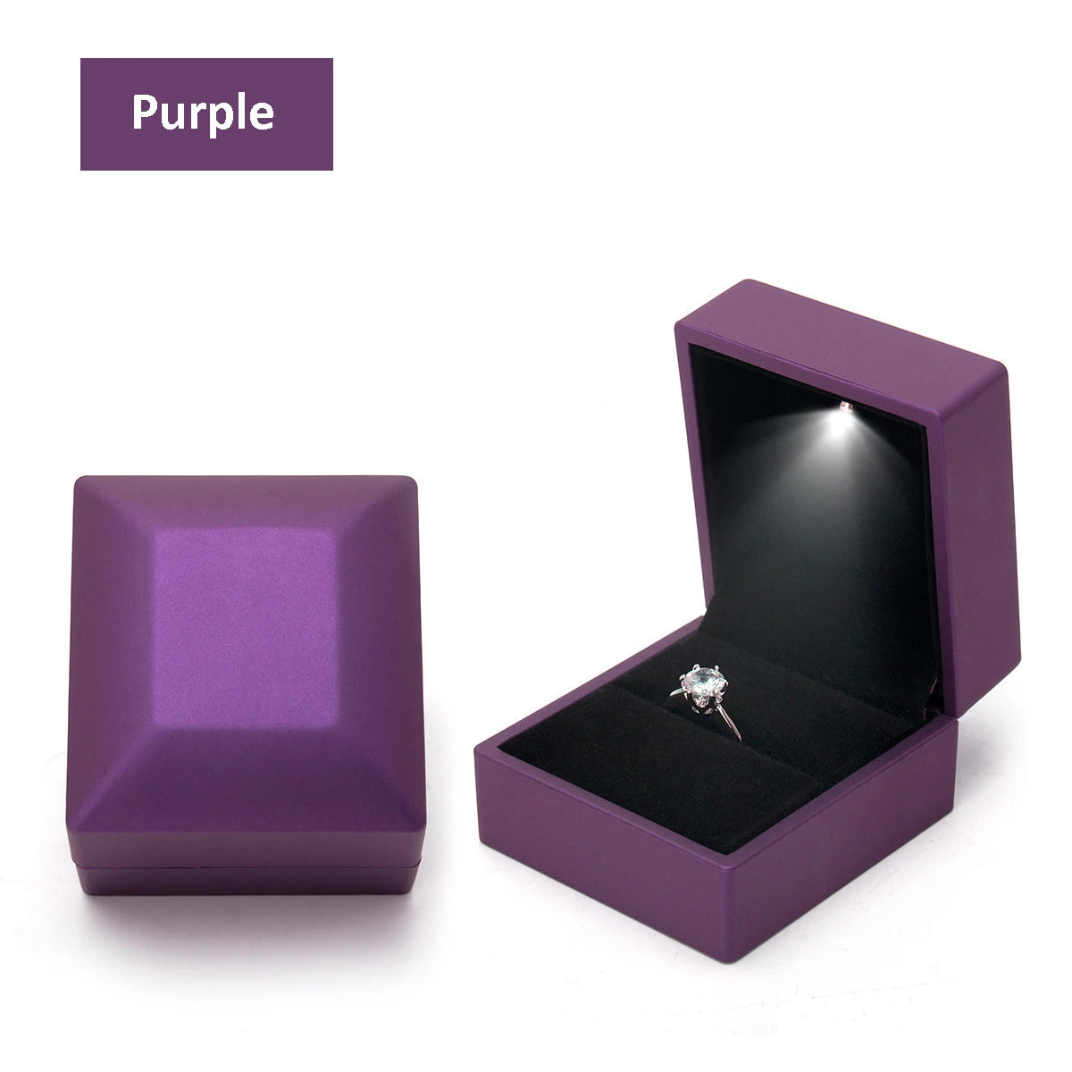 LED Luxury Velvet Jewelry Ring Box – Proposal Engagement Wedding Gift Display