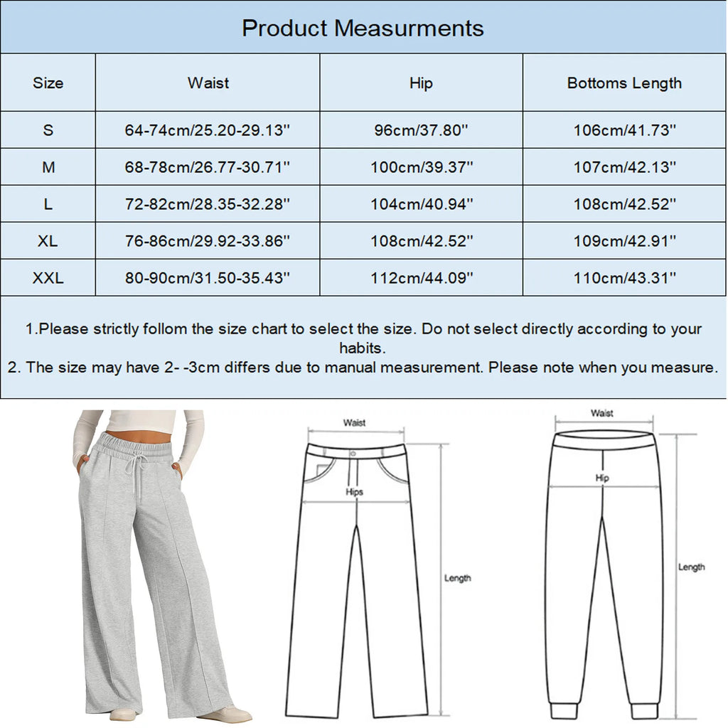Women’s Casual Wide Leg Tie Jogger Pants – Loose Palazzo Spaghetti Strap Sweatpants