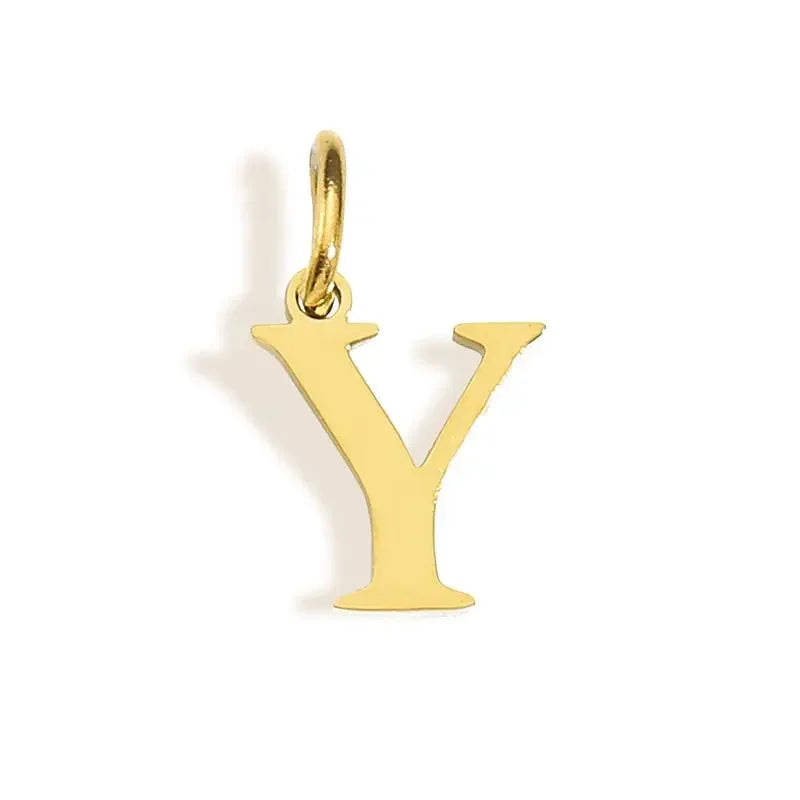 Gold Initial Letter Charm Pendant – Stainless Steel A-Z Personalized Necklace Gift