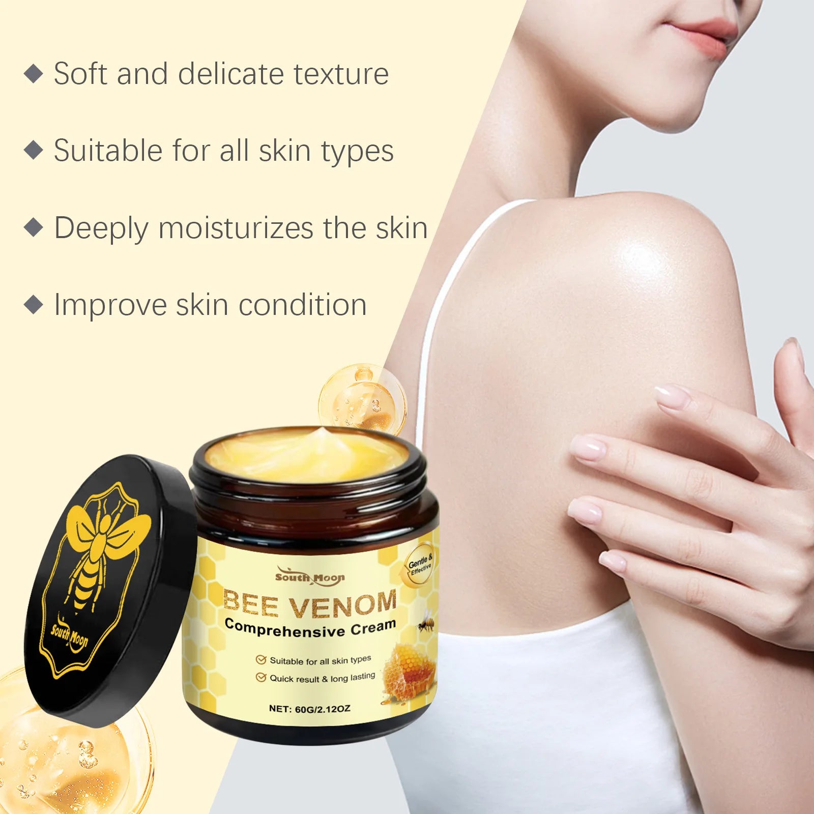 Bee Venom Brightening Body Cream – Deep Moisturizing Nourishing Skin Care Lotion