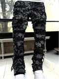 Men's Straight Leg Stretch Jeans – Jacquard Denim Hip-Hop Streetwear