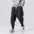 Men’s Cotton Linen Harem Jogger Pants – Baggy Drop-Crotch Streetwear Trousers