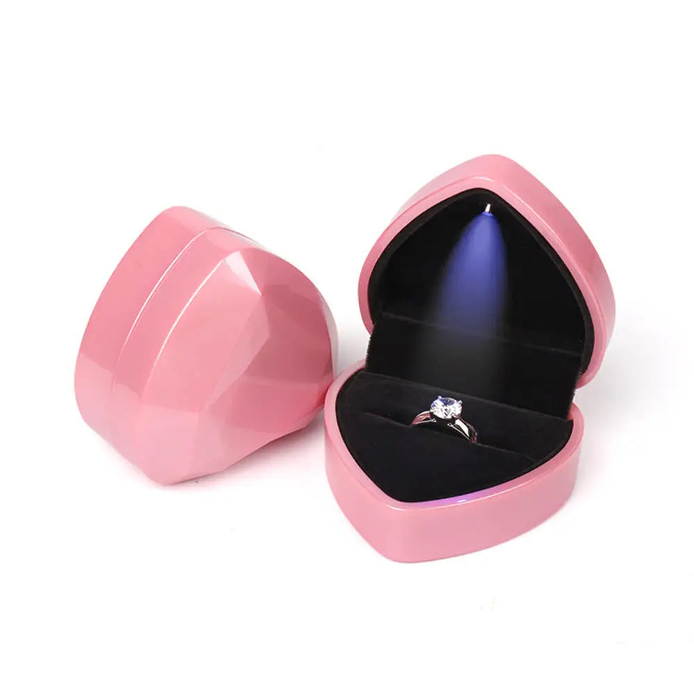 LED Luxury Velvet Jewelry Ring Box – Proposal Engagement Wedding Gift Display