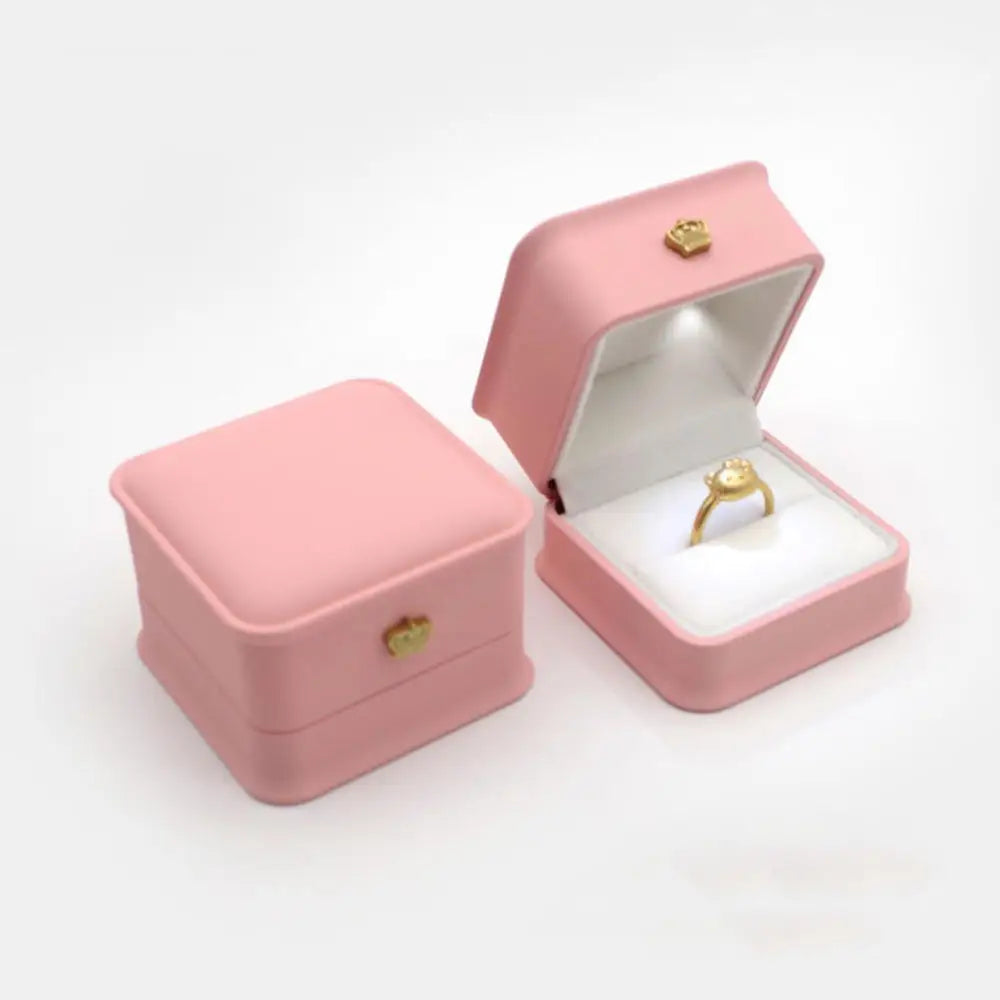 LED Luxury Velvet Jewelry Ring Box – Proposal Engagement Wedding Gift Display