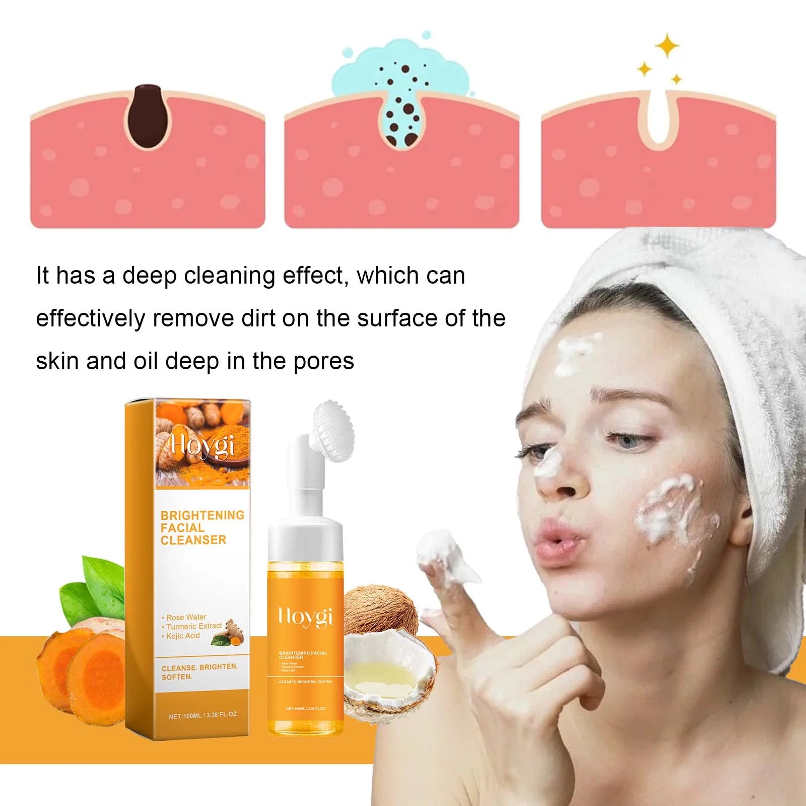 Turmeric Kojic Acid Face Wash – Deep Cleansing Brightening Oil Control Cleanser