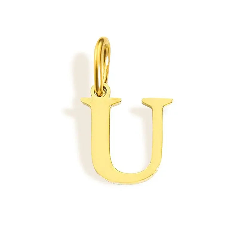 Gold Initial Letter Charm Pendant – Stainless Steel A-Z Personalized Necklace Gift