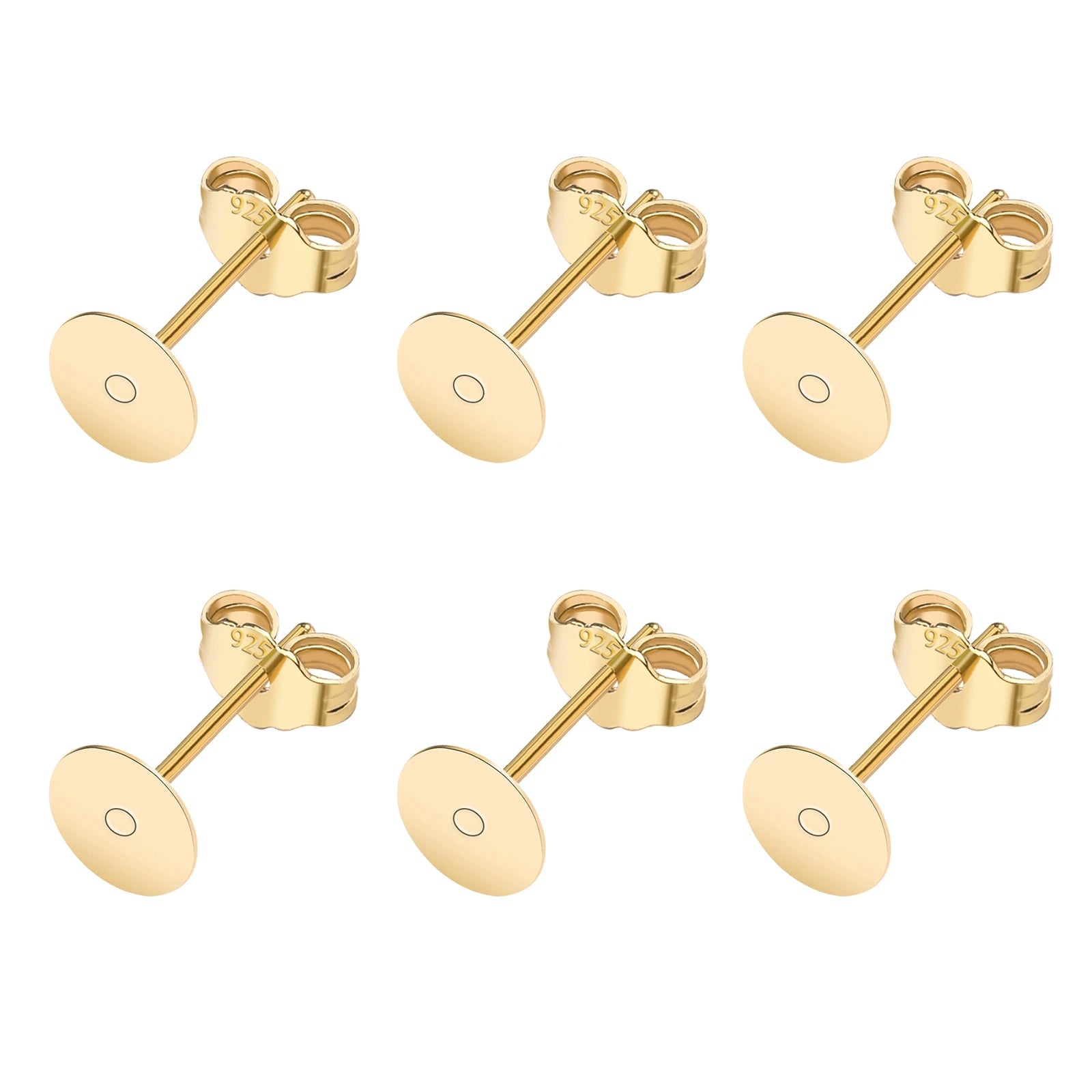 50pcs/Bag 925 Silver Stainless Steel Earring Studs Blank Post Base Pins With Earring Plug Findings Ear Back For Jewelry Making