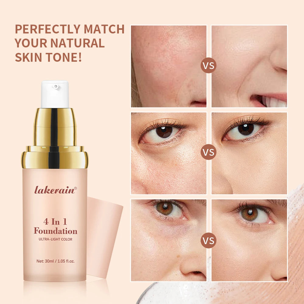 4-in-1 SPF30 Full Coverage Foundation – Waterproof Hydrating Concealer Skin Tone