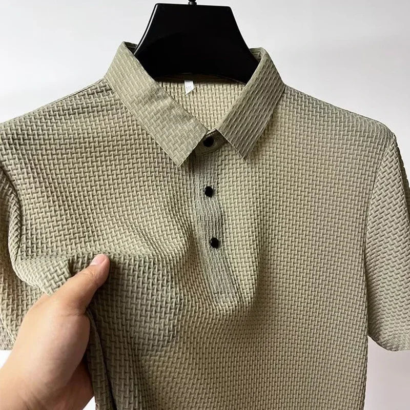 Men's Bone Print Polo Shirt – Breathable Casual Short Sleeve Summer Top
