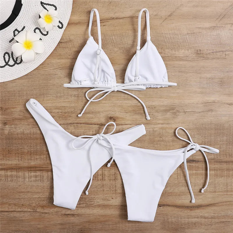 Women’s 3-Piece Push Up Bandage Bikini Set – Triangle Swimsuit Beachwear